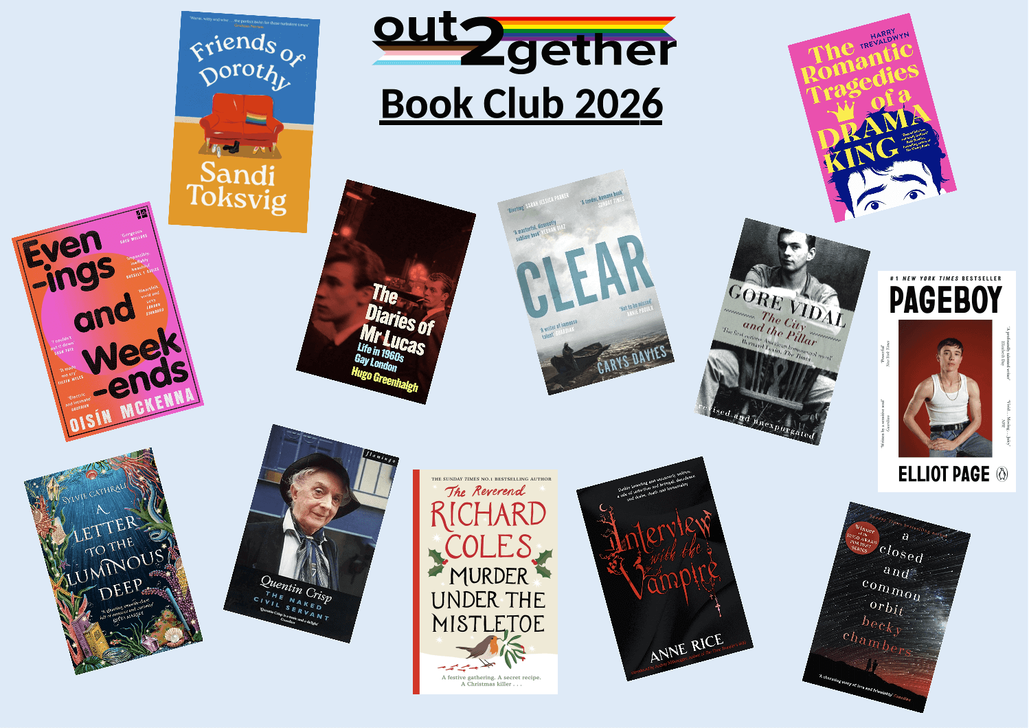book club poster showing books